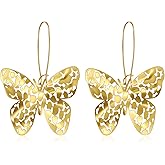 Hpoewre Large Gold Earrings, Big Earrings for Women, Long Dangling Bohemian Earrings, Gold Drop Earrings, Handmade Trendy Geometric Fish Hook Statement Earrings