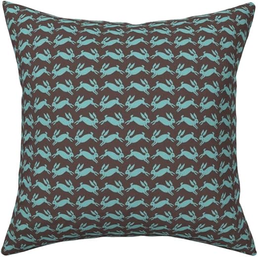 Amazon Com Roostery Throw Pillow Bunny Rabbit Blue Brown Animals