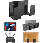 NOTMBESTM Universal Wall Mount for Laptop/Keyboard/Tablet, Black | Fit for Kindle/ Router/ Modem, Cable Box Wall Shelf Holder Organizer, Fit for Desk Side&amp; Bedside Storage
