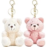 vaxvvik 8 Inch Bear Keychain, Charms for Handbag, Backpack Accessories Pendant, Pink White