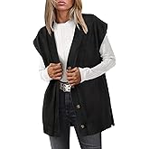 LILLUSORY Women V Neck Sweater Vest Oversized Long Cardigan Casual Vest Tops 2025 Trendy