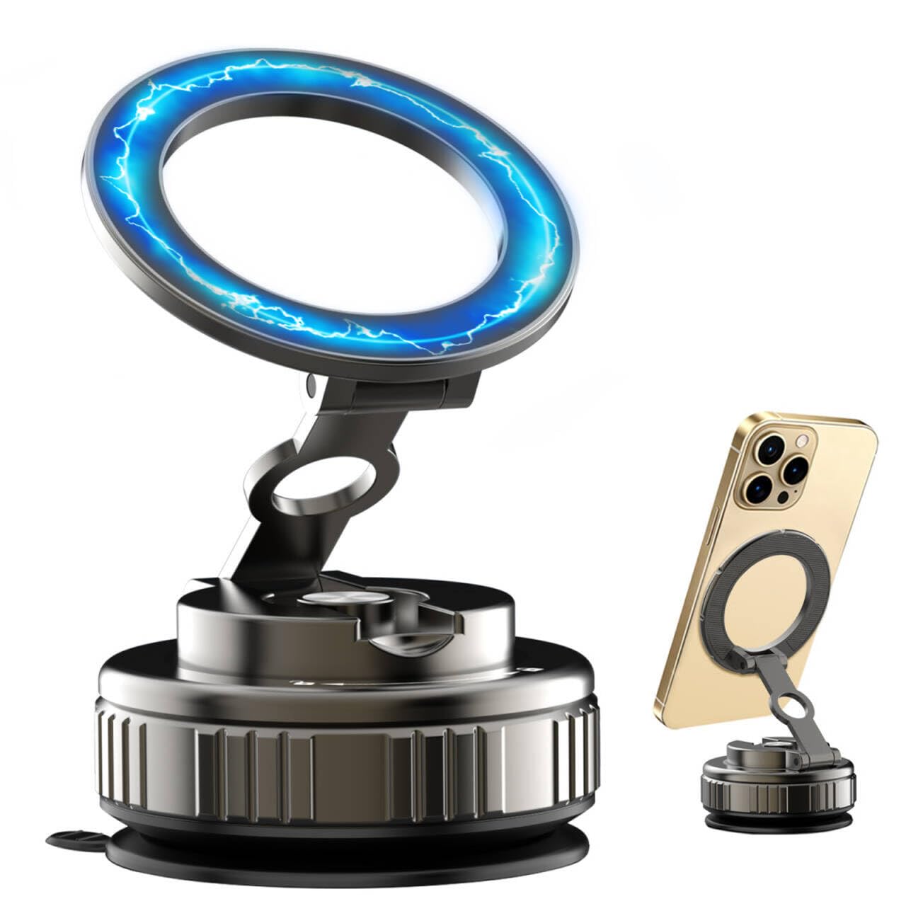 Photo 1 of Kairiyard Vacuum Magnetic Phone Holders for Your Car, 360 Adjustable Foldable Strongest Magnet Suction Cup Car Cell Phone Holder Mount Stand Compatible with MagSafe iPhone All Smartphones