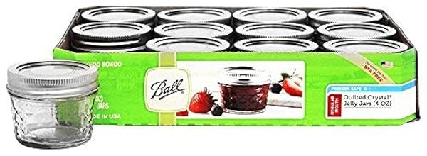 BALL 1440080400 4 OZ REGULAR MOUTH QUILTED CRYSTAL JELLY JAR WITH LIDS & BANDS 12 COUNT