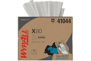 WypAll® PowerClean™ X80 Heavy Duty Cloths (41044), Brag Box, Extended Use Towels, White (160 Sheets/Pack, 1 Packs/Case, 160 S