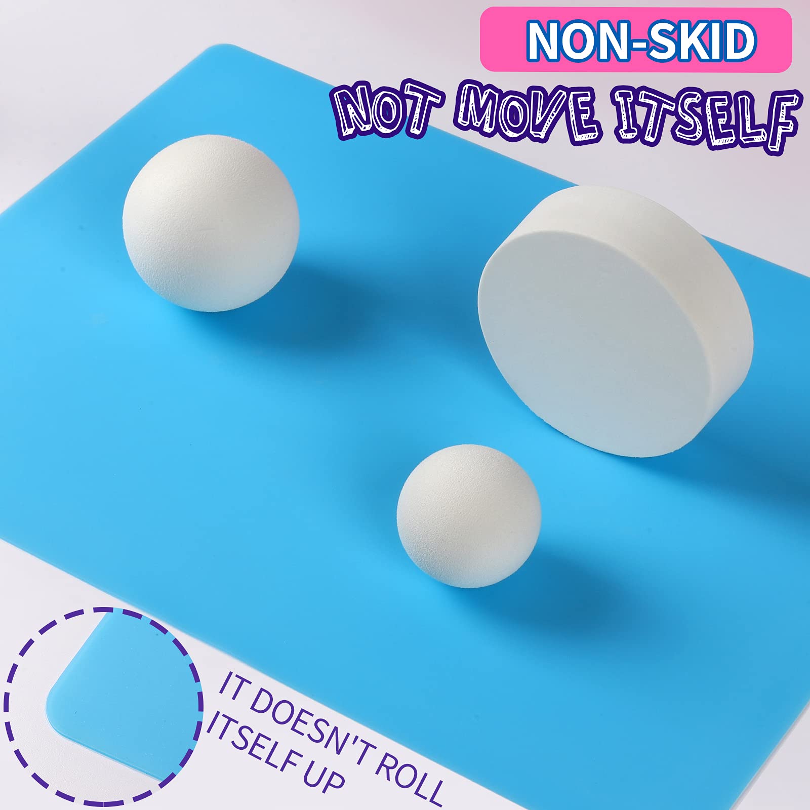 LEOBRO A3 Large Silicone Sheet Craft Jewelry Casting Mat Premium Silicone Placemats Multipurpose Mat Non-Stick Non-Slip Heat Resistant Blue/Rose Red (15.7 x 11.7 inch) 2 Pack