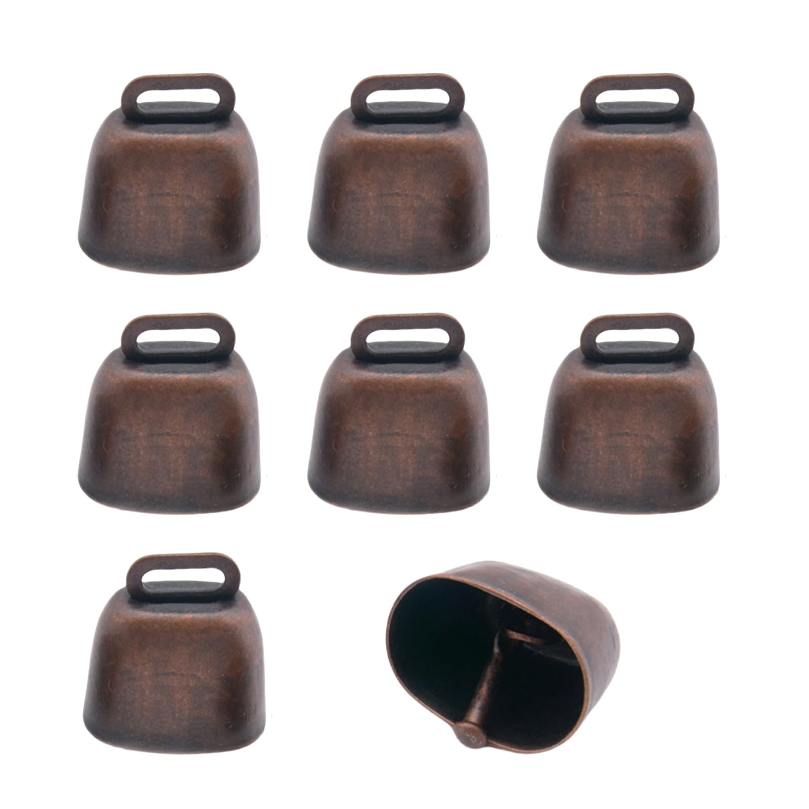 8 Pack Cow Horse Sheep Grazing Copper Bells, Small Metal Brass Bells, Loud Ringing Cowbell Noisemakers, Hanging Jingle Bell for Animal Pet Collar Doors Crafts Christmas Wedding Decor (Red Bronze)