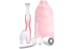 PINKPAPAYA Electric Razors for Women,Bikini Trimmer,4IN1 Lady Electric Shaver for Pubic Hair,Leg,Face,Cordless Trimmer for Bikini Line Hair Removal,Nose Trimmer,Facial Hair Removal/Remover,red/j7yc
