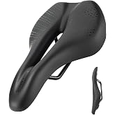 ROCKBROS Comfort Bike Seat, Wave Ergonomic Bicycle Saddle High-Density Foam | Crotch-Friendly Waterproof PU Airflow Channel, Marked Rails Universal Replacement for MTB Road City Racing Cycling