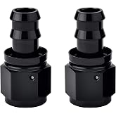 EVIL ENERGY 2PCS 10 AN Straight Push Lock Hose Fitting, Aluminum Barb Black | 5/8" Barb, 7/8-14 UNF, 1500 PSI Max, -40&deg;F to 248&deg;F, For Rubber Fuel Hose, 2 PCS