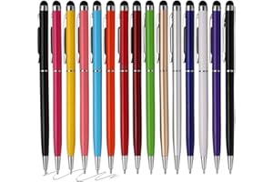 FIRCRE 15 Pack Stylus Pens for Touch Screens Stylus Pen Compatible with Phone Tablets Kindle and Black Ink Ballpoint Pens-2 in 1 Stylists pens for Touch Screens