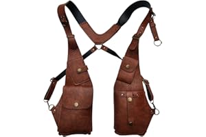 Ldqwztv Underarm Leather Shoulder Bag for Men & Women, Double Shoulder Armpit Bag, Adjustable Underarmvest Bags