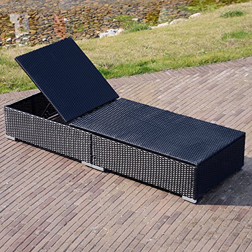 Bestmart INC Outdoor Single Rattan Wicker Sofa Chaise Lounge Chair with Cushion Garden, Black