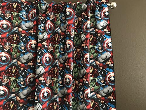 Zen Creative Designs 100% Cotton Marvel Avengers Power Punch Multi-Print Logo Window Valance Panel/Kids Nursery Window Treatment Decor (16" Tall)