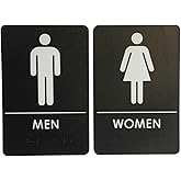 USA Made - Men's and Women's Restroom Signs ADA-Compliant Bathroom Door Signs for Offices, Businesses, and Restaurants, Black