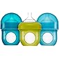 Boon, NURSH Reusable Silicone Pouch Bottle, Air-Free Feeding, 4 Ounce with Stage 1 Slow Flow Nipple (Pack of 3), Blue