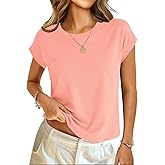 GKBK Cotton Cap Sleeve Womens Tops Crop High Neck Short Sleeve Summer Cute Casual Shirts Boxy Spring Clothing Outfits
