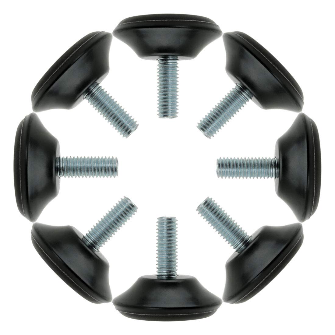 sourcingmap M8 x 25 x 40mm Screw on Furniture Glide Leveling Feet Floor Protector Pad Adjuster for Cabinet Chair Leg 8 Pack