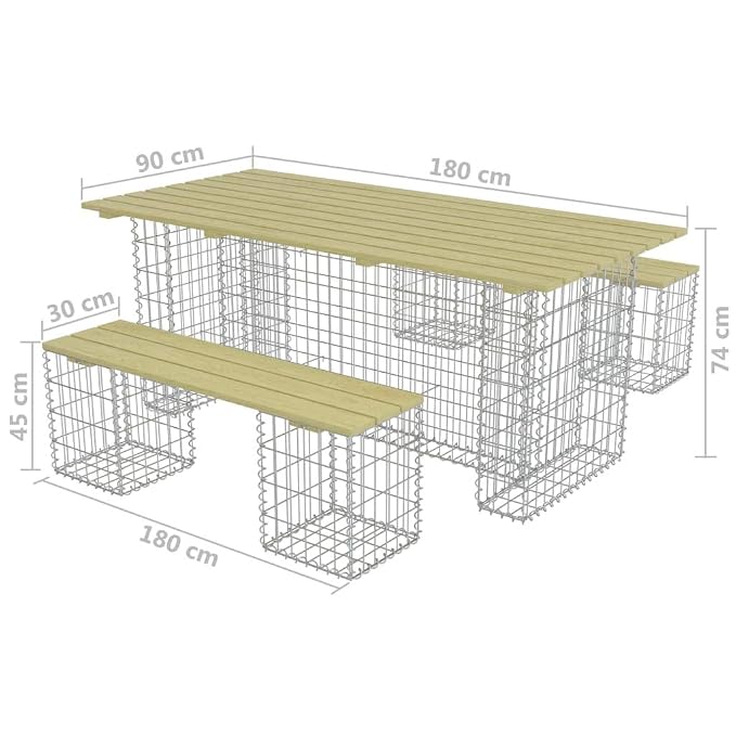 guyifuzhuangs Set de Comedor de gaviones 3 pzas Acero galvanizado ...