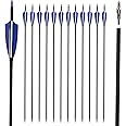LWANO 30" Carbon Arrows-Archery Target Practice Hunting Arrows with 4" Turkey Feather Spine 500 for Recurve & Long Bow(Pack of 12)