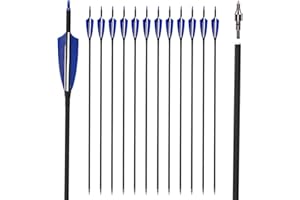 LWANO 30" Carbon Arrows-Archery Target Practice Hunting Arrows with 4" Turkey Feather Spine 500 for Recurve & Long Bow(Pack of 12)