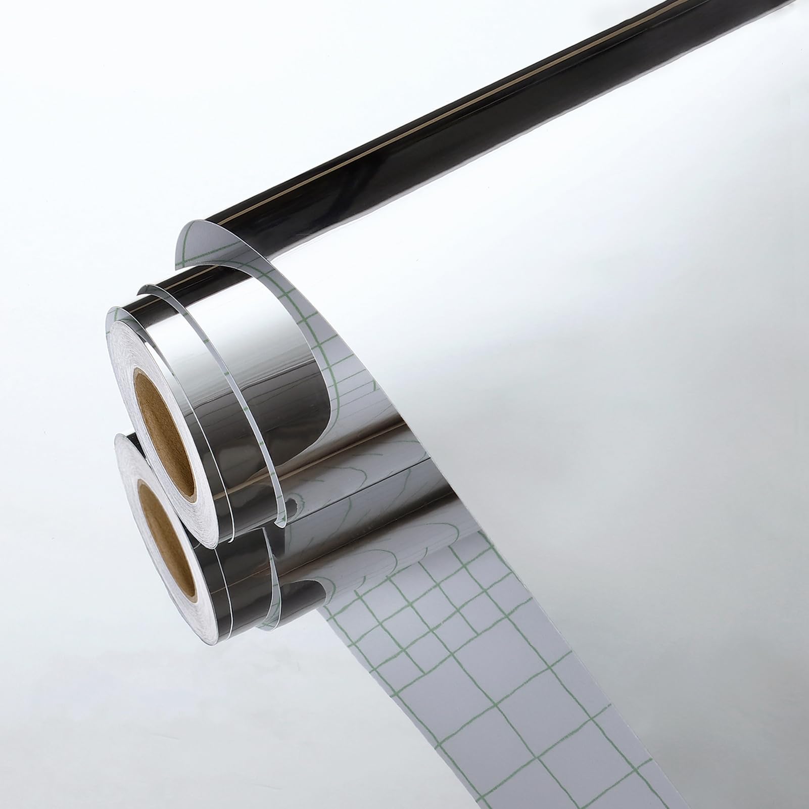 Yullpaper Mirror Sticky Back Plastic Roll Peel and Stick Silver Wallpaper for Living Room Wall Decor Cabinet Worktop Vinyl Covering Flexible Reflective Mirror Stickers Furniture Vinyl Wrap 40 X 300cm