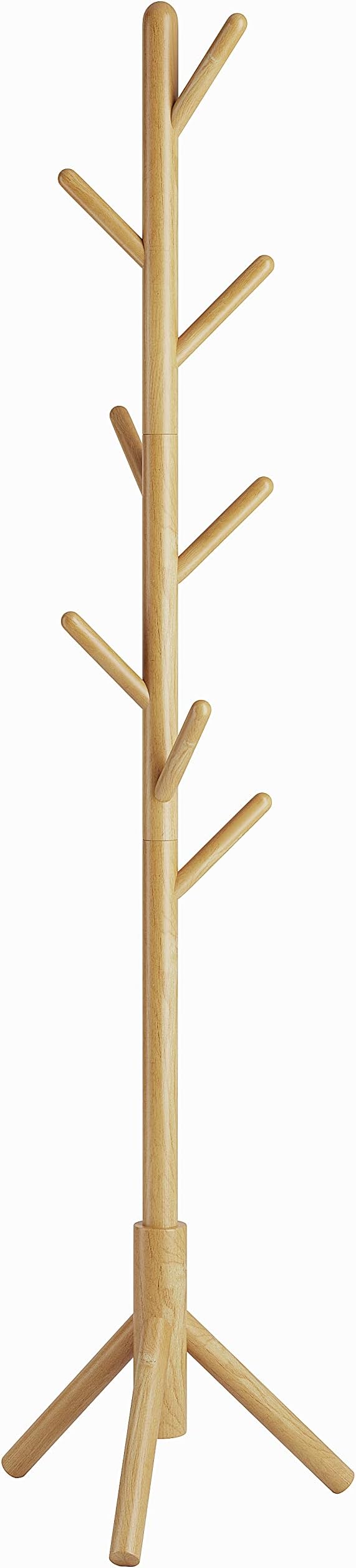 YMYNY Wooden Coat Rack Stand 8 Hooks Hall Tree Adjustable 40x181cm