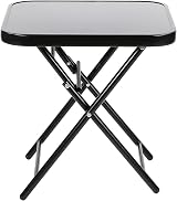 Taylor & Brown 50cm Folding Drinks Side Table - Black Tempered Glass view 5