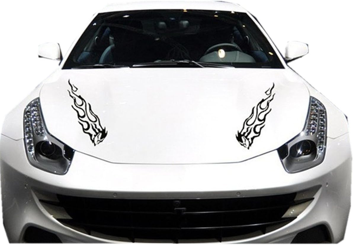 Fochutech 1 Pair Car Auto Body Sticker Ghost Flame Self-Adhesive Side Truck Vinyl Graphics Decals (Black)