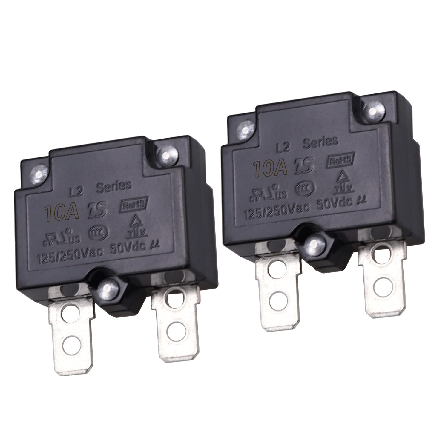 MECCANIXITY 12A Thermal Circuit Breaker – 125/250V AC, 32V DC, Push Button Manual Reset, Overload Protector Switch, Black, With Waterproof Cap