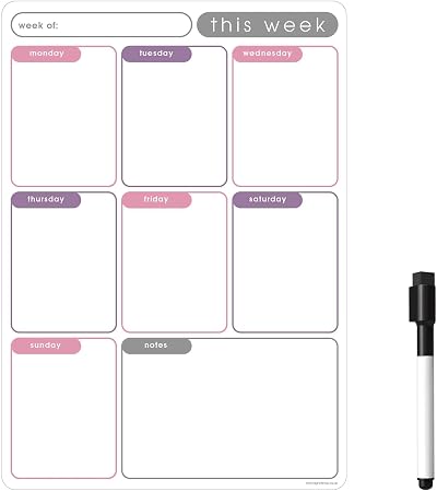 The Magnet Shop TMS A4 Magnetic Weekly Planner Whiteboard 30x21cm
