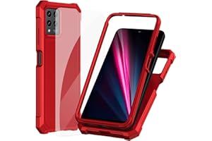 Ailiber Case for Revvl 6 Pro 5G, TMobile Revvl 6X Pro Phone Case with Screen Protector, 2 Layer Protection, Shockproof Corners TPU Bumper, Military Grade Cell Phone Protective Cover-Red