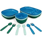 MightyMoe Toddler Dinnerware Set, 15pc Plates Bowls & Trays - Made in USA, Microwave and Dishwasher Safe, BPA Free, Shatter Resistant, Ocean Color, Toddler Tableware