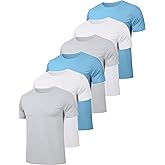 OYGSieg 6 Pack Workout Shirts for Men Short Sleeve Athletic Active Tops Quick Dry Crew Neck T Shirt for Running