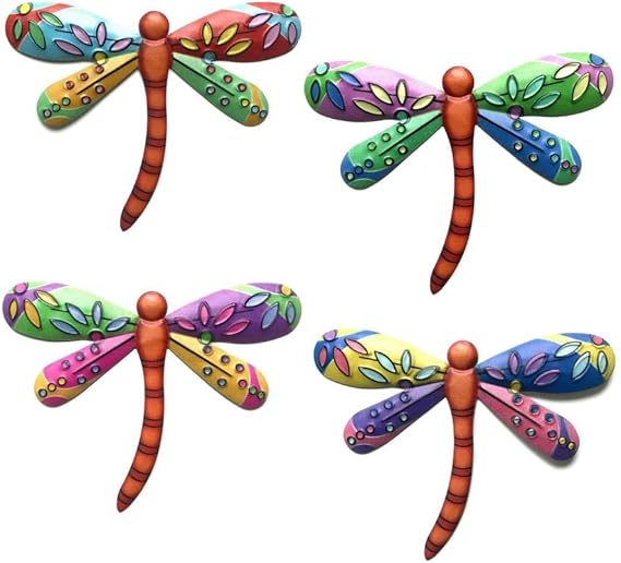 4PCS Dragonfly Wall Decor, Dragonfly Garden Art Metal Wall Art