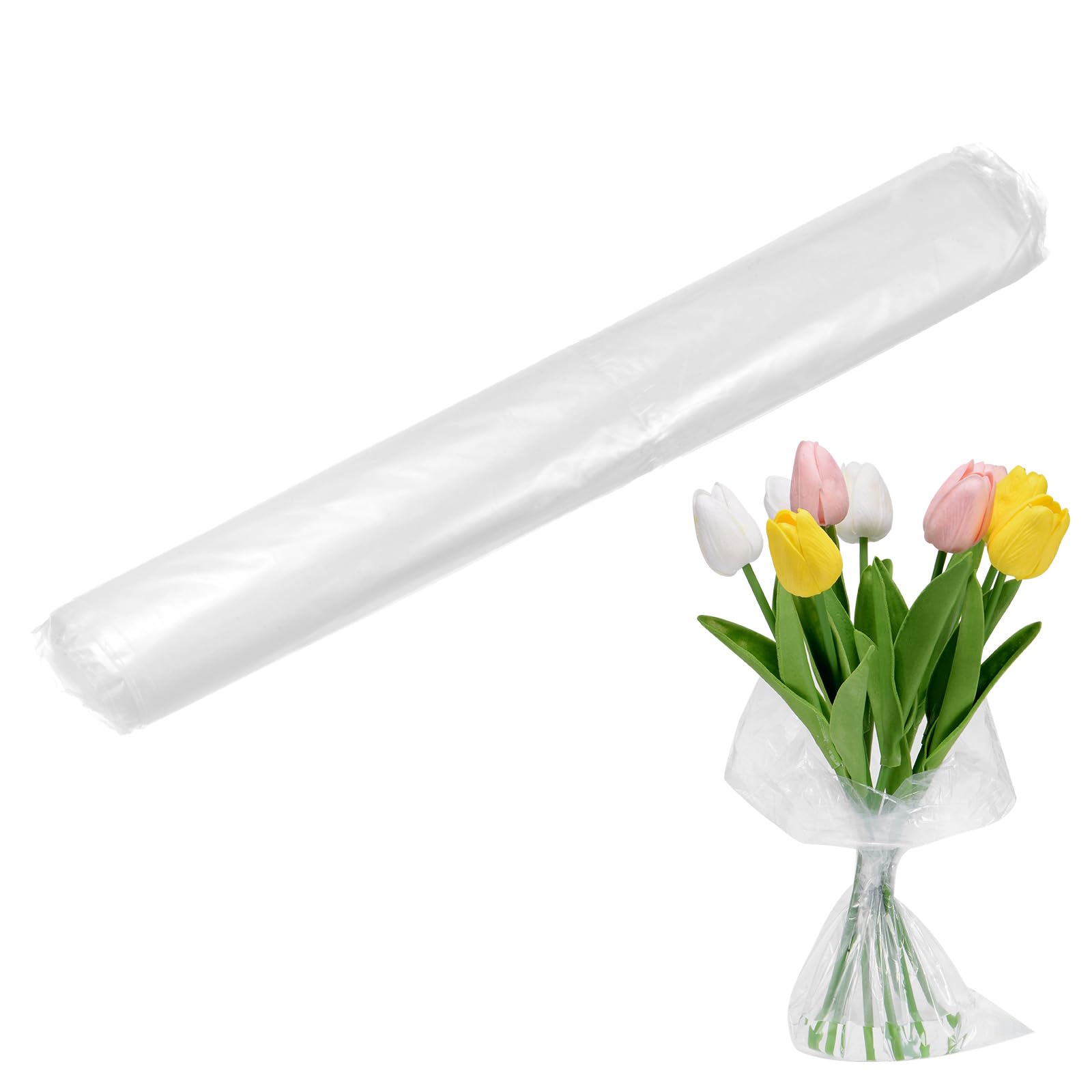 M METERXITY 50-Pack Clear Plastic Florist Supplies Flower Bag, 30x30cm Wraps, Water Retainer for Fresh Flower Bouquet