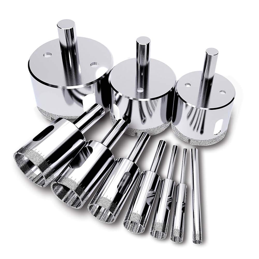 AniSqui Tile Hole Cutter Set, (10 Pcs Tile Hole Saw), Diamond Drill Bit, (Remover Tools for Glass, Porcelain, Ceramic, Granite Stone) 4-50mm