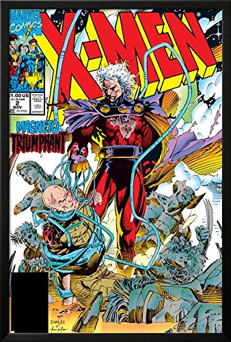 X-Men No.2 Cover: Magneto and Professor X Lamina Framed Poster by Jim Lee - 37.75 x 25.75in