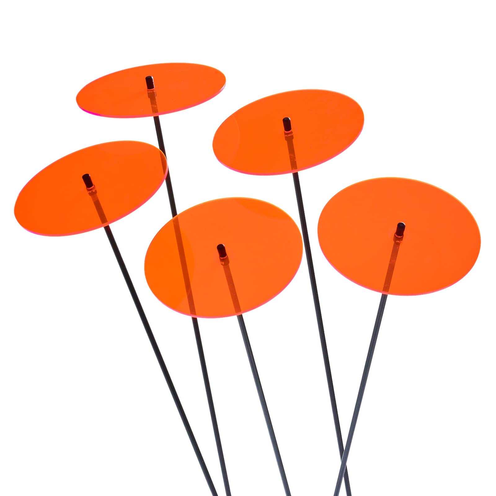 Set of 5 Sun Discs, Sun Catcher Garden Decor Large Glowing Ornamental Garden Stakes 75cm, 29.5 inch high Outdoor Yard Gift for Gardeners, Colour:fluorescent Orange