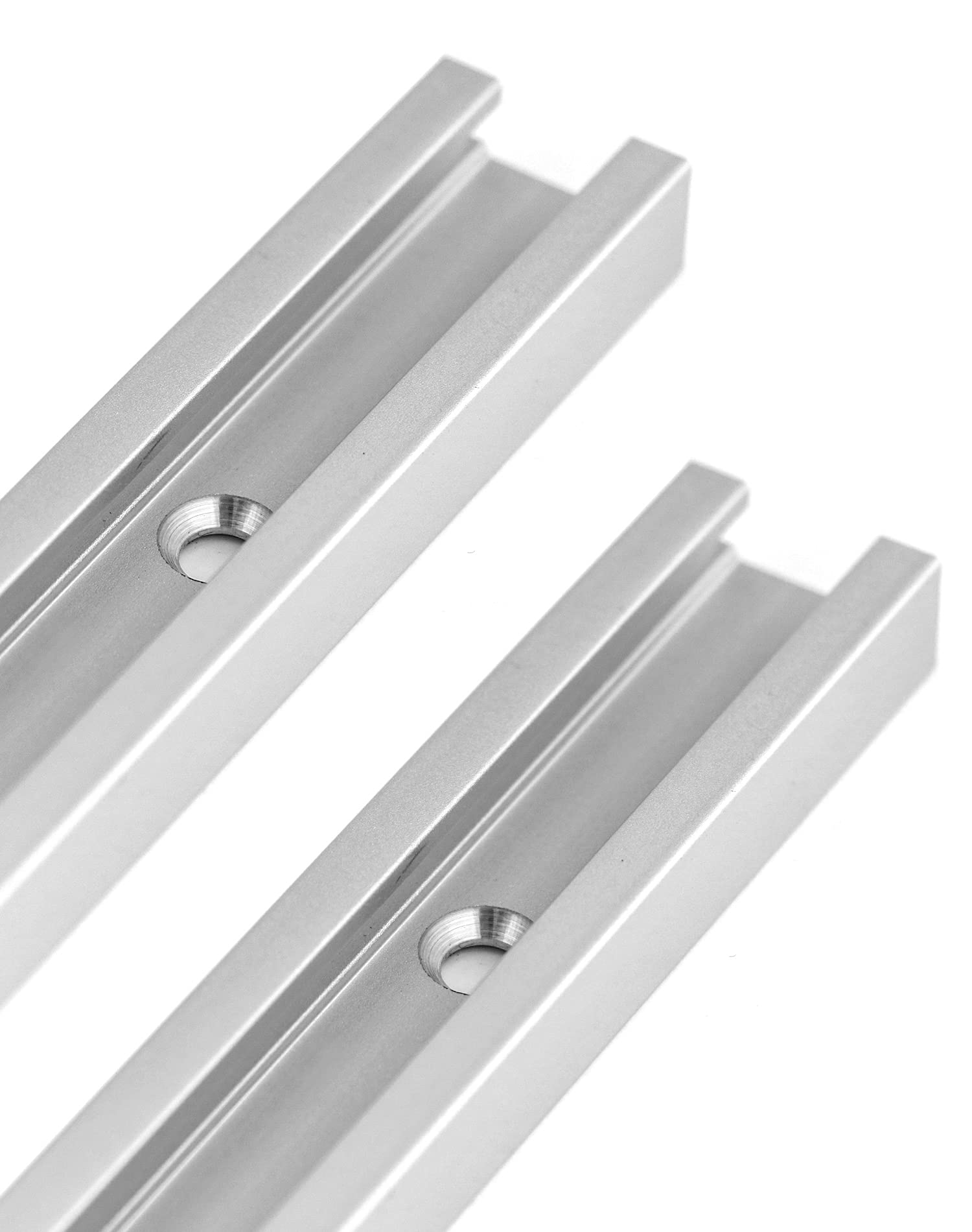 QWORK® T-Track T-Slot Miter Track 12 Inch 300mm, Aluminum Alloy Jig Fixture Slot Double Cut Design for Table Saw Router Table Woodworking Tool, 19 x 10 mm, 2 Pcs