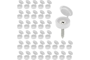 RIERDGE 200 Pcs Hinged Screw Cover Caps, Plastic Screw Head Covers, White Screw Caps, Fold Screw Snap Covers Washer Flip Tops for Covering Screw Heads, Screw Protection (S)