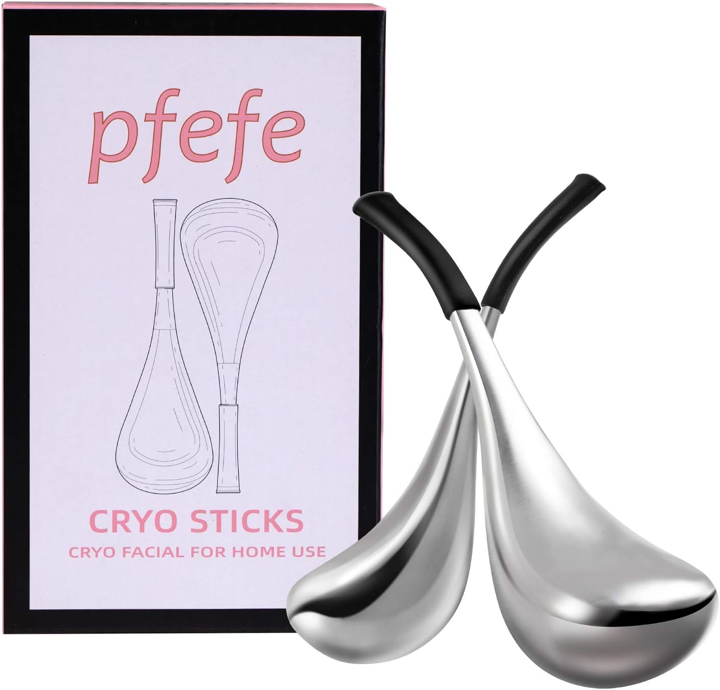 Pfefe Ice Globes Facial Skin Care Tools for Women Face Eyes Stainless Steel Face Beauty Cryo Sticks for Girls Ladies Cooling Spa Globes Cold Roller with Storage Case