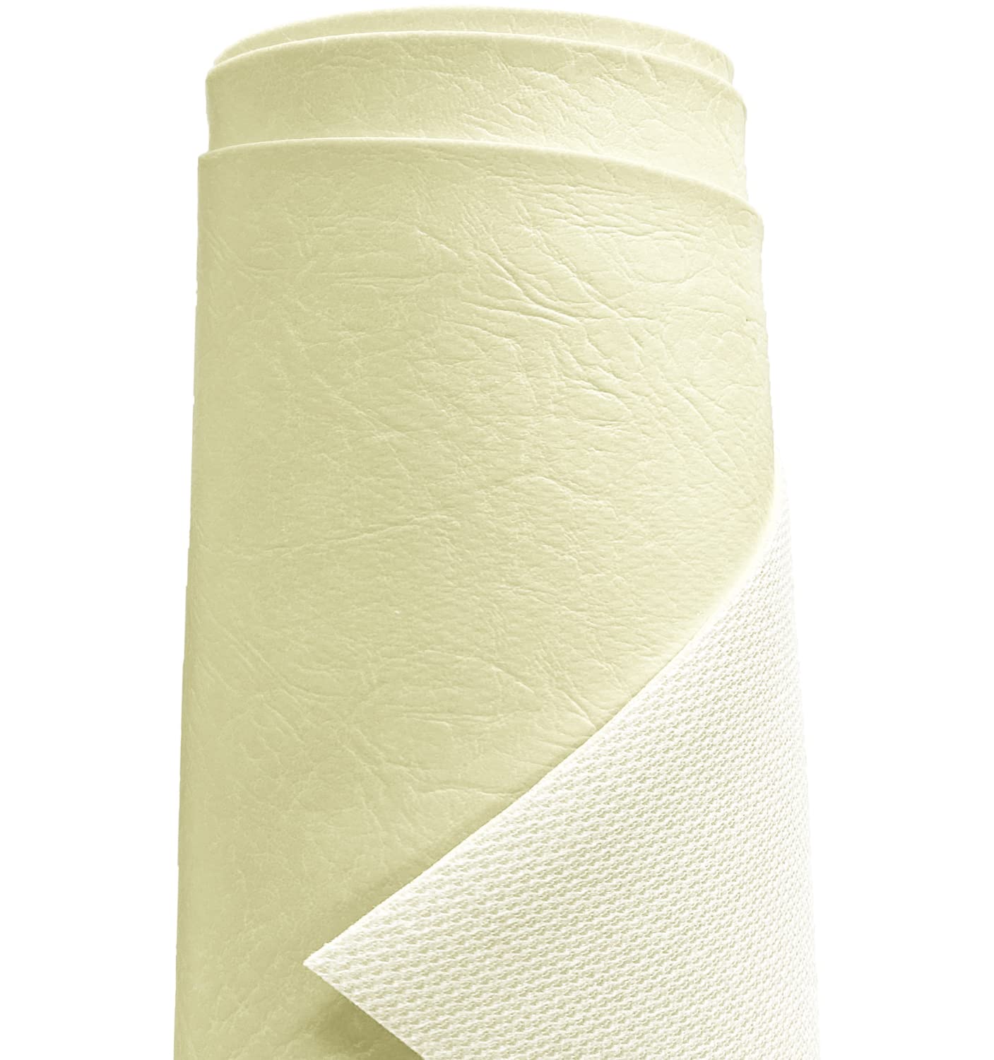 A-Express Heavy Thick Faux Leather Fabric Grained Leatherette Vinyl Leathercloth Automotive Home Decor Upholstery Material - Cream 1 Metre 100cm x 140cm — image 1