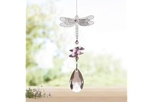 WEISIPU Crystal Suncatcher Prism - Dragonfly Suncatchers for Windows Hanging Rainbow Maker for Windows, Christmas Tree Decor, Gifts (Pink)