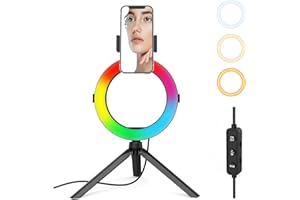VITANO 8'' Selfie Ring Light with Dimmable LED Lights, Tripod Stand & Phone Holder for Live Streaming, Podcasting, Studio Recording, Video Conferencing, Vlogging, YouTube & Tiktok
