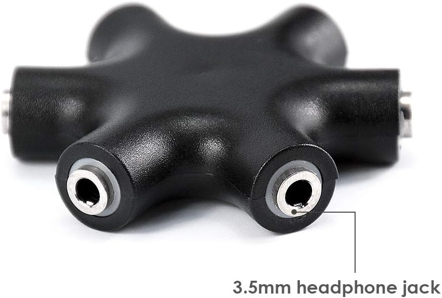 Surplex 5-Way Universal Headphone Splitter Female Aux 5 Port Audio Jack Divider to Share Music for iPhone iPad Samsung Galaxy Note Huawei LG HTC PC Laptop Mp3 Mp4 (BLACK) - Image 4