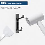 pickpiff Self Adhesive Hooks 6KG, 4 Pack Heavy Duty No-Nail Door Hooks Black view 7