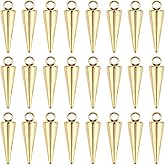 Beebeecraft 1 Box 30Pcs Cone Charms 18.5x5.5mm 18K Gold Plated Stainless Steel Small Spike Charms for Jewelry Making Necklace Necklace Earring DIY Crafts