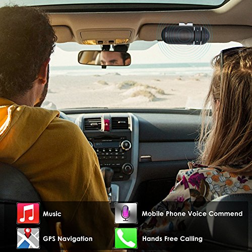 Bluetooth Car Speakerphoneï¼Œ SOAIY S-31 Wireless Bluetooth Car Kit with Auto Power Off Function, Voice Command Hands Free Phone Kit Supports GPS, Two Phone Connected for iPhone, Ipad, Samsung Galaxy,