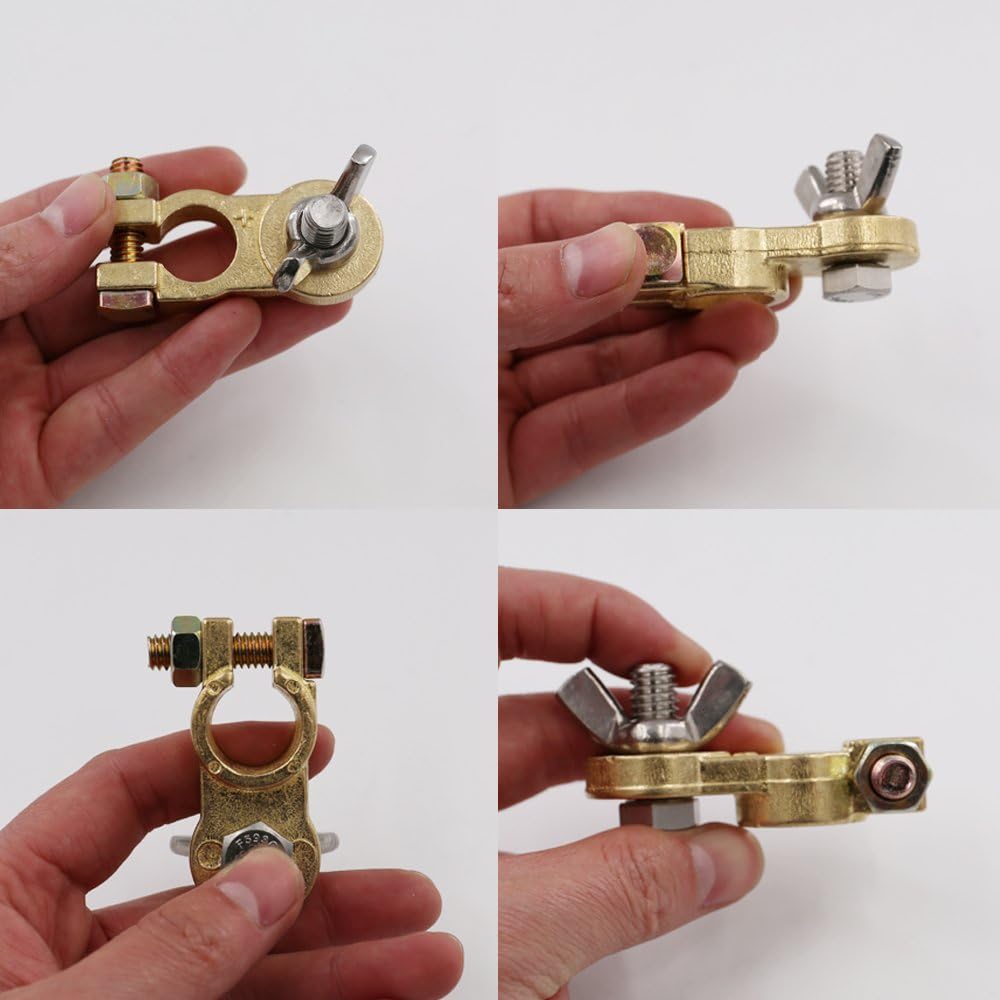 UTSAUTO Thickened Brass Battery Terminal Set 2Pcs Positive & Negative Car Battery Terminal Connectors Clamp For Truck Van Marine Boat Max Current 300A: Automotive