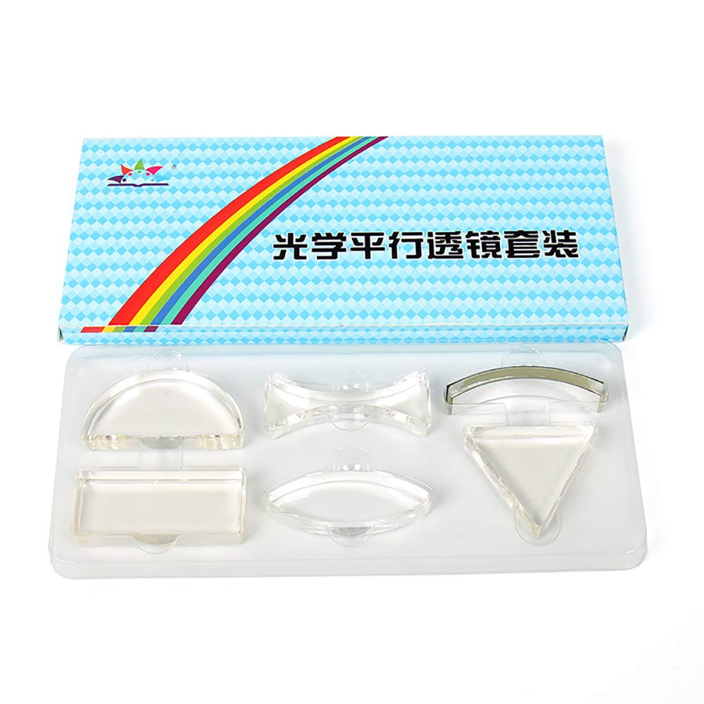 DollaTek Physical optics parallel lens set meniscus lens triangular prism acrylic lens optical lens six-piece set